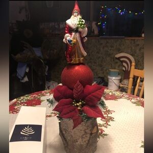 Gorgeous Glass Santa Figurine on real White Birch